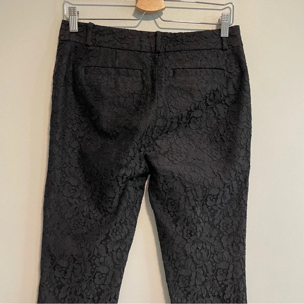 Kate Spade Black Ankle Pants Lace Trousers Size 2 Cigarette Leg Career Pants